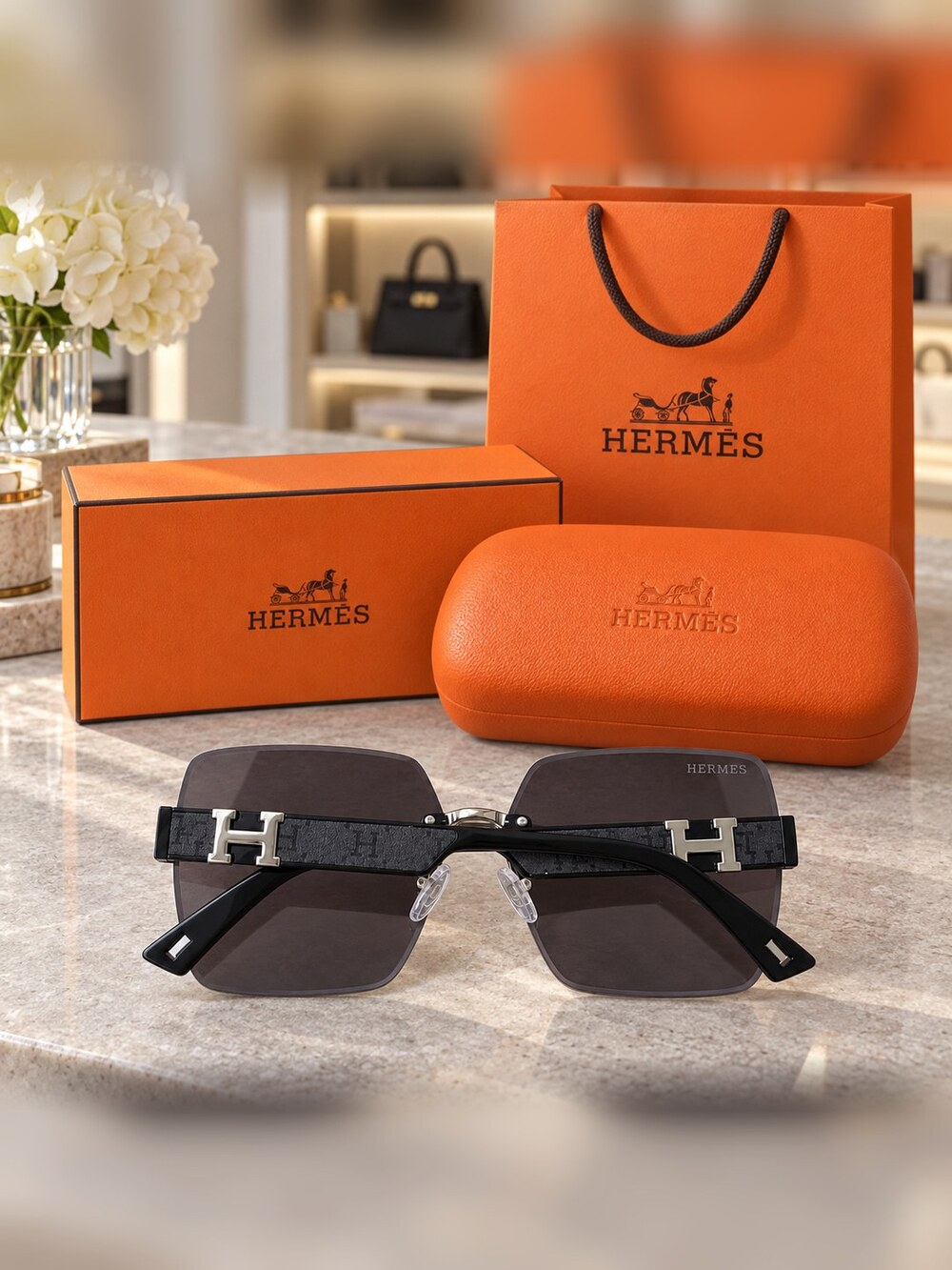 Hermes Rimless Silver H Sunglasses - Picture 6 of 6